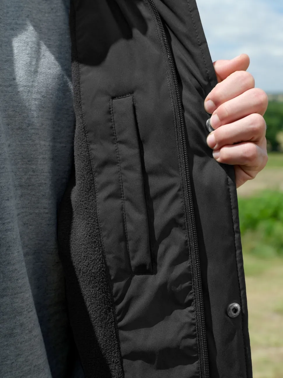 Black ThermoGen Shower Resistant Puffer Jacket