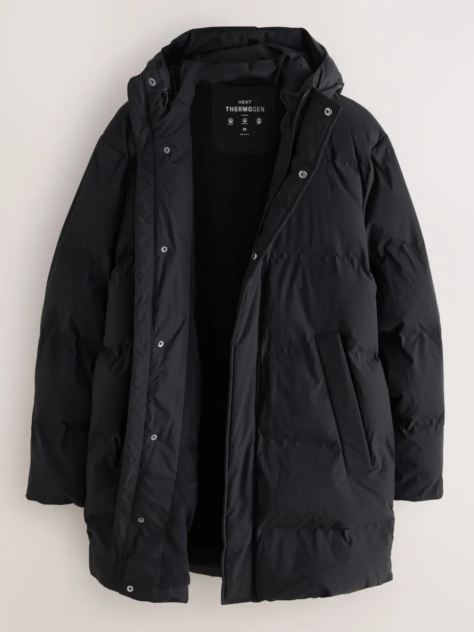 Black ThermoGen Shower Resistant Puffer Jacket