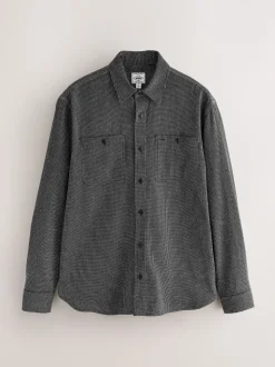 Black Twin Pocket Long Sleeve Stitch Detail Shirt