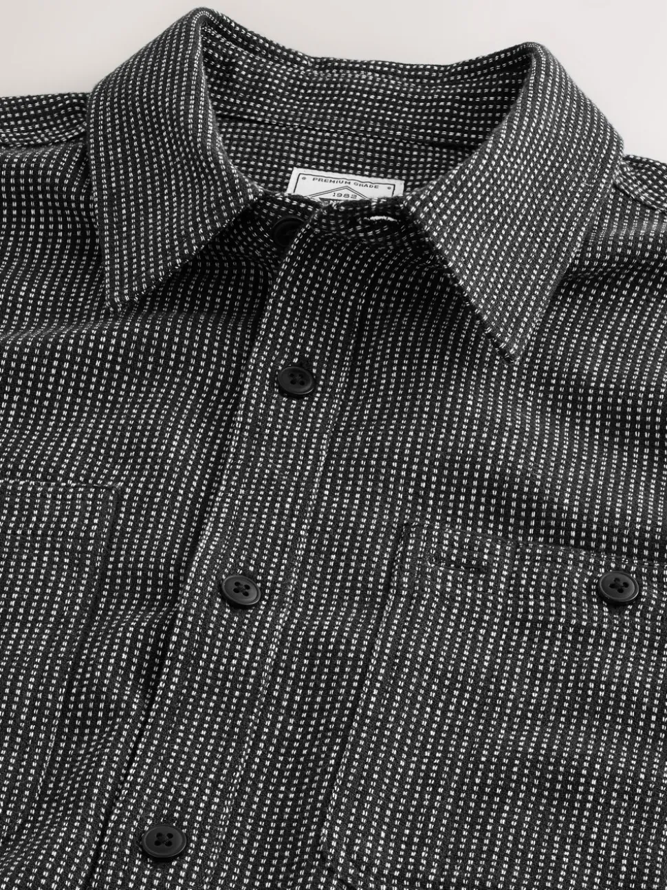 Black Twin Pocket Long Sleeve Stitch Detail Shirt