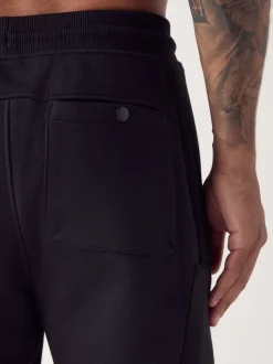 Black Utility Brushback Heavyweight Cargo Joggers