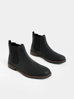 Black Waxy Leather Chelsea Boots