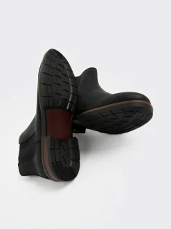 Black Waxy Leather Chelsea Boots