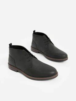 Black Waxy Leather Chukka Boots