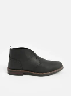 Black Waxy Leather Chukka Boots