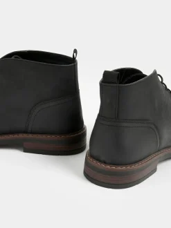 Black Waxy Leather Chukka Boots