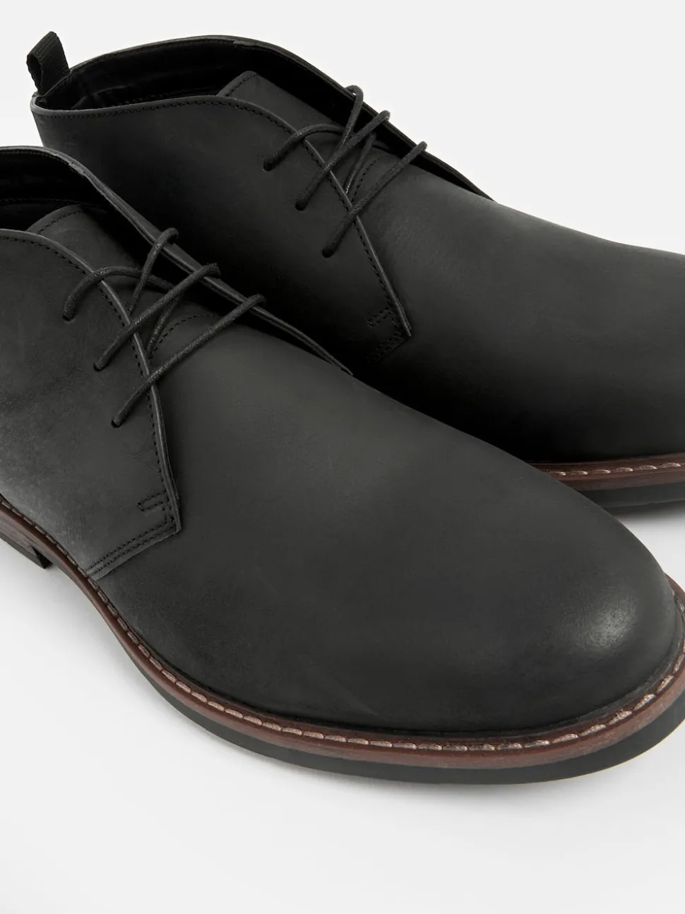 Black Waxy Leather Chukka Boots