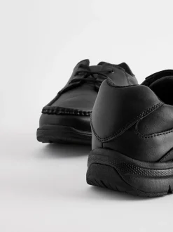 Black Wide Fit Apron Lace Up Shoes