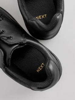 Black Wide Fit Apron Lace Up Shoes
