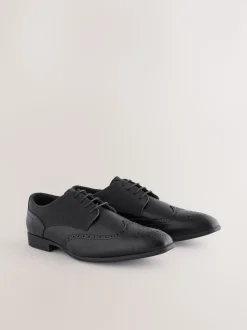 Black Wide Fit Brogue Shoes
