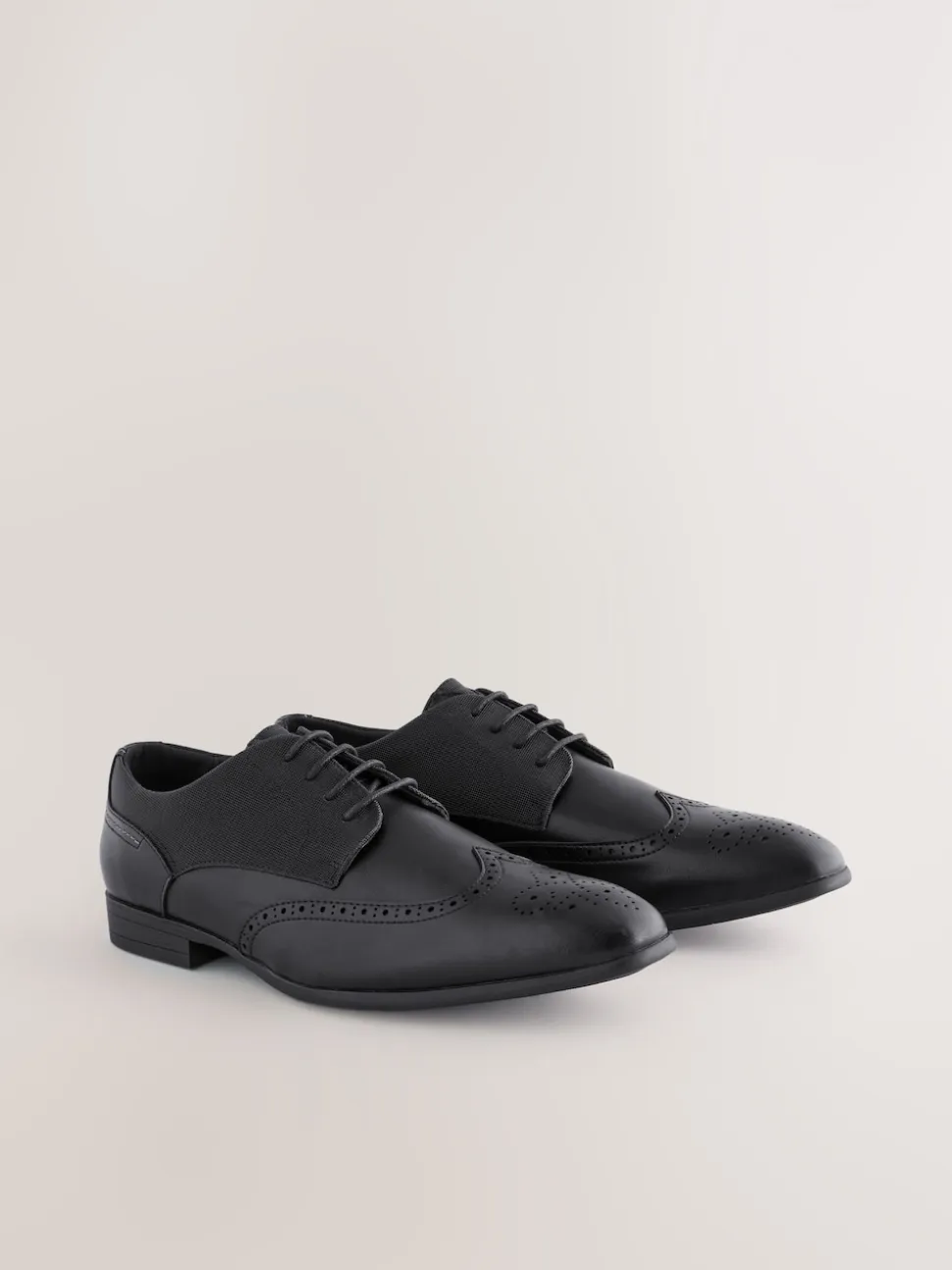 Black Wide Fit Brogue Shoes