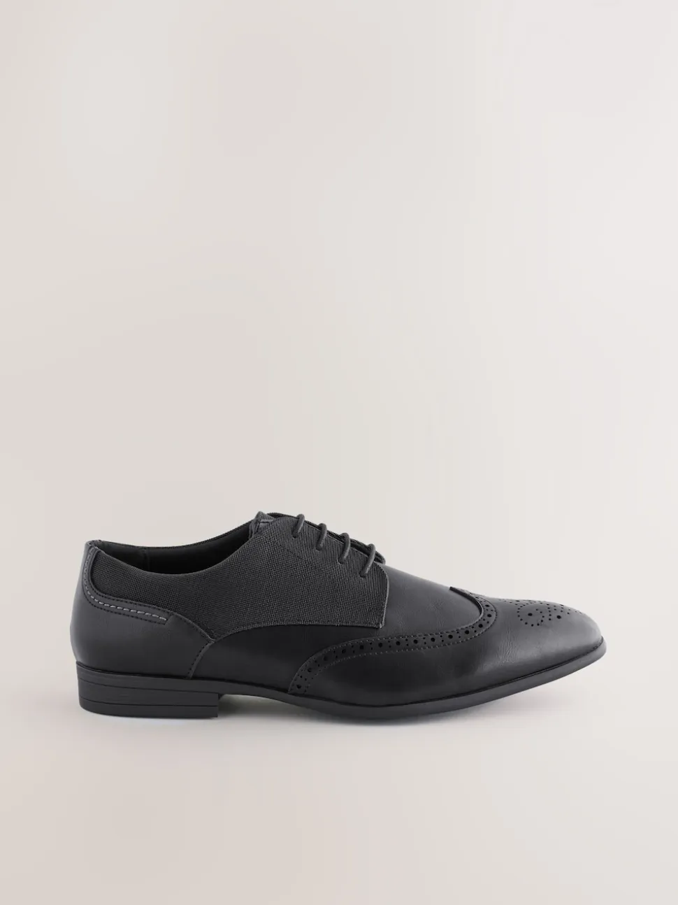 Black Wide Fit Brogue Shoes