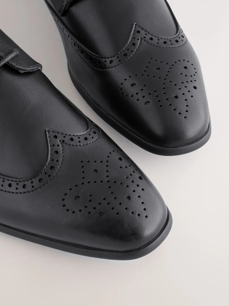 Black Wide Fit Brogue Shoes