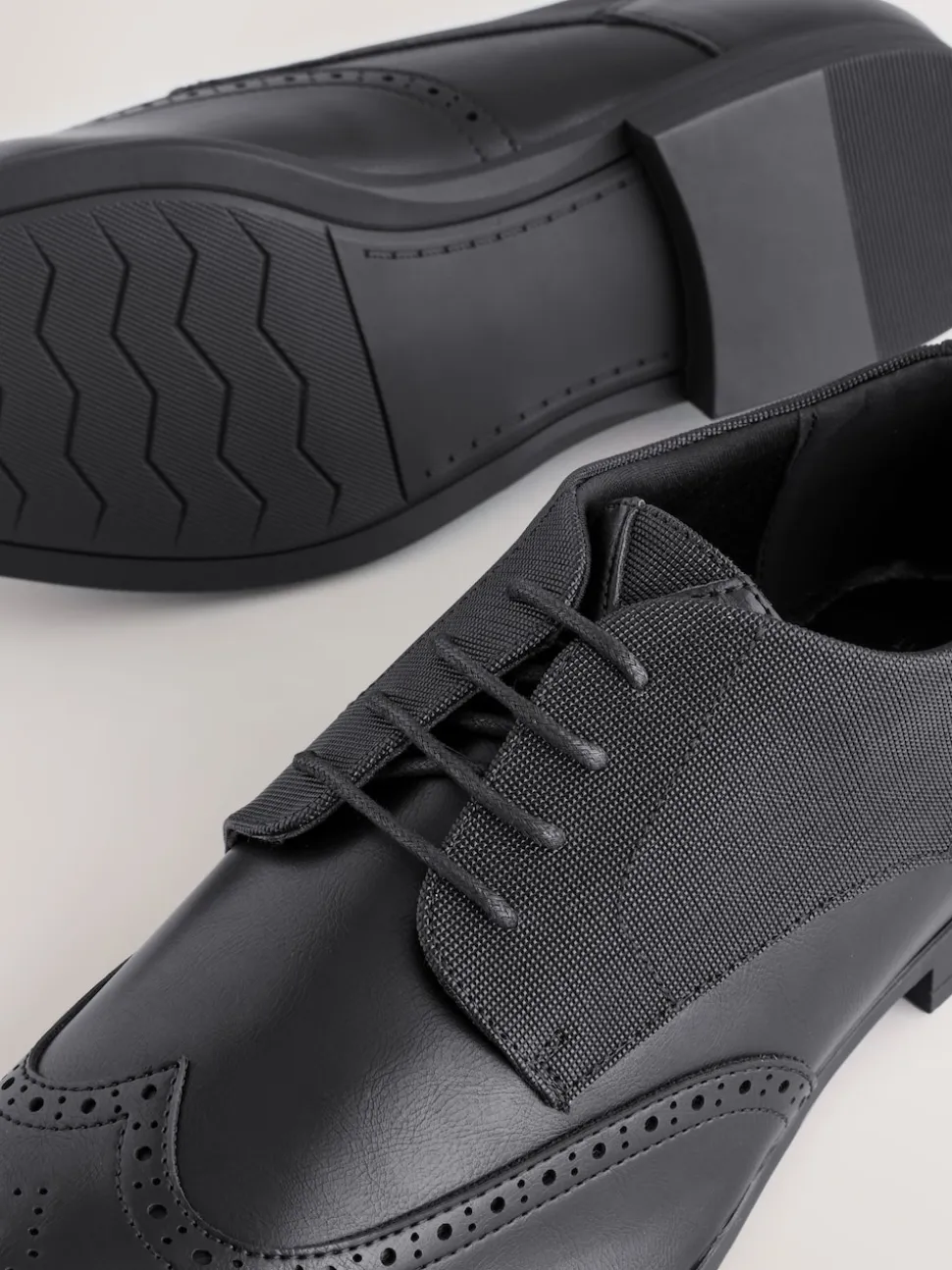 Black Wide Fit Brogue Shoes