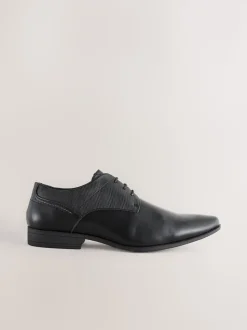 Black Wide Fit Derby Lace-Up Shoes
