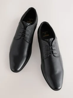 Black Wide Fit Derby Lace-Up Shoes