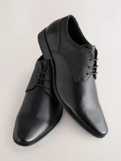 Black Wide Fit Derby Lace-Up Shoes