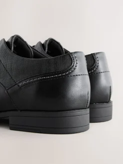 Black Wide Fit Derby Lace-Up Shoes