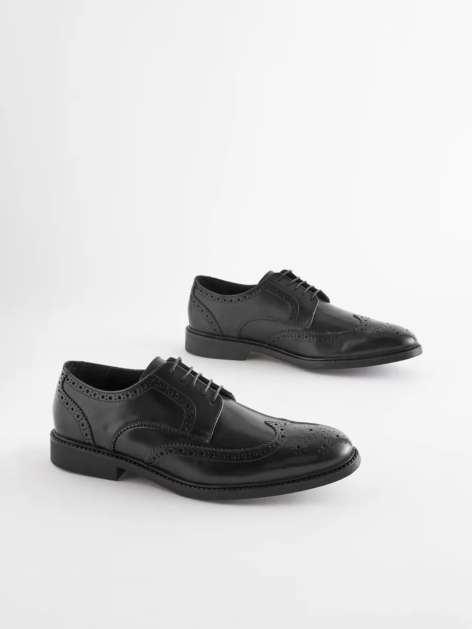 Black Wide Fit Leather Derby Brogues