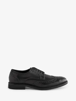 Black Wide Fit Leather Derby Brogues