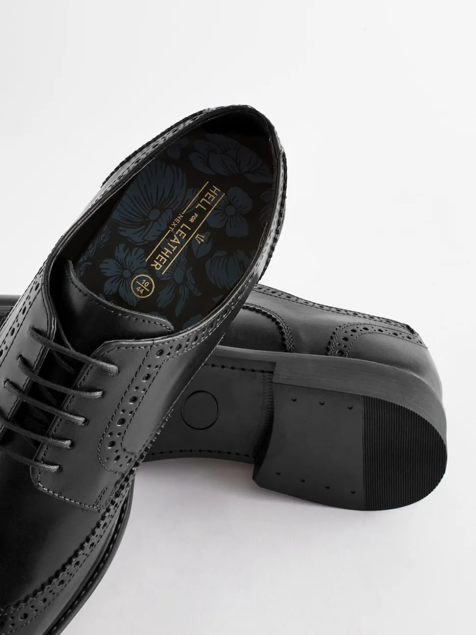 Black Wide Fit Leather Derby Brogues