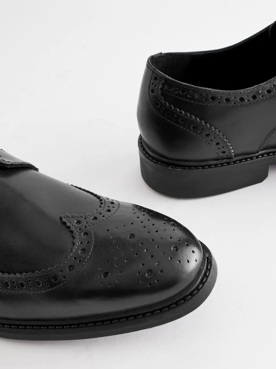 Black Wide Fit Leather Derby Brogues