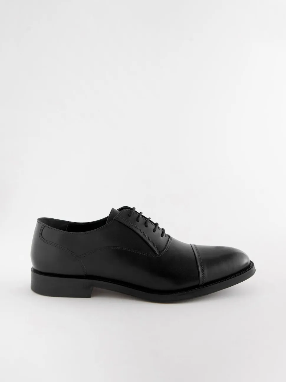 Black Wide Fit Leather Oxford Toecap Shoes