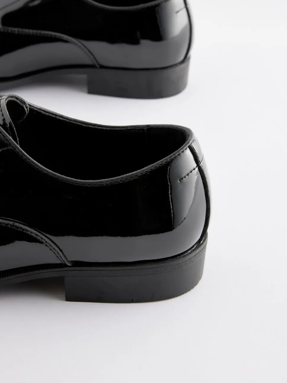 Black Wide Fit Patent Oxford Toe Cap Shoes