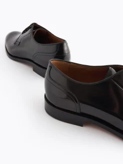 Black Wide Fit Signature Leather Sole Derby Shoes