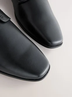 Black Wide Fit Slim Square Derby Shoes