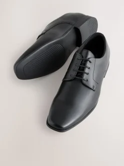 Black Wide Fit Slim Square Derby Shoes