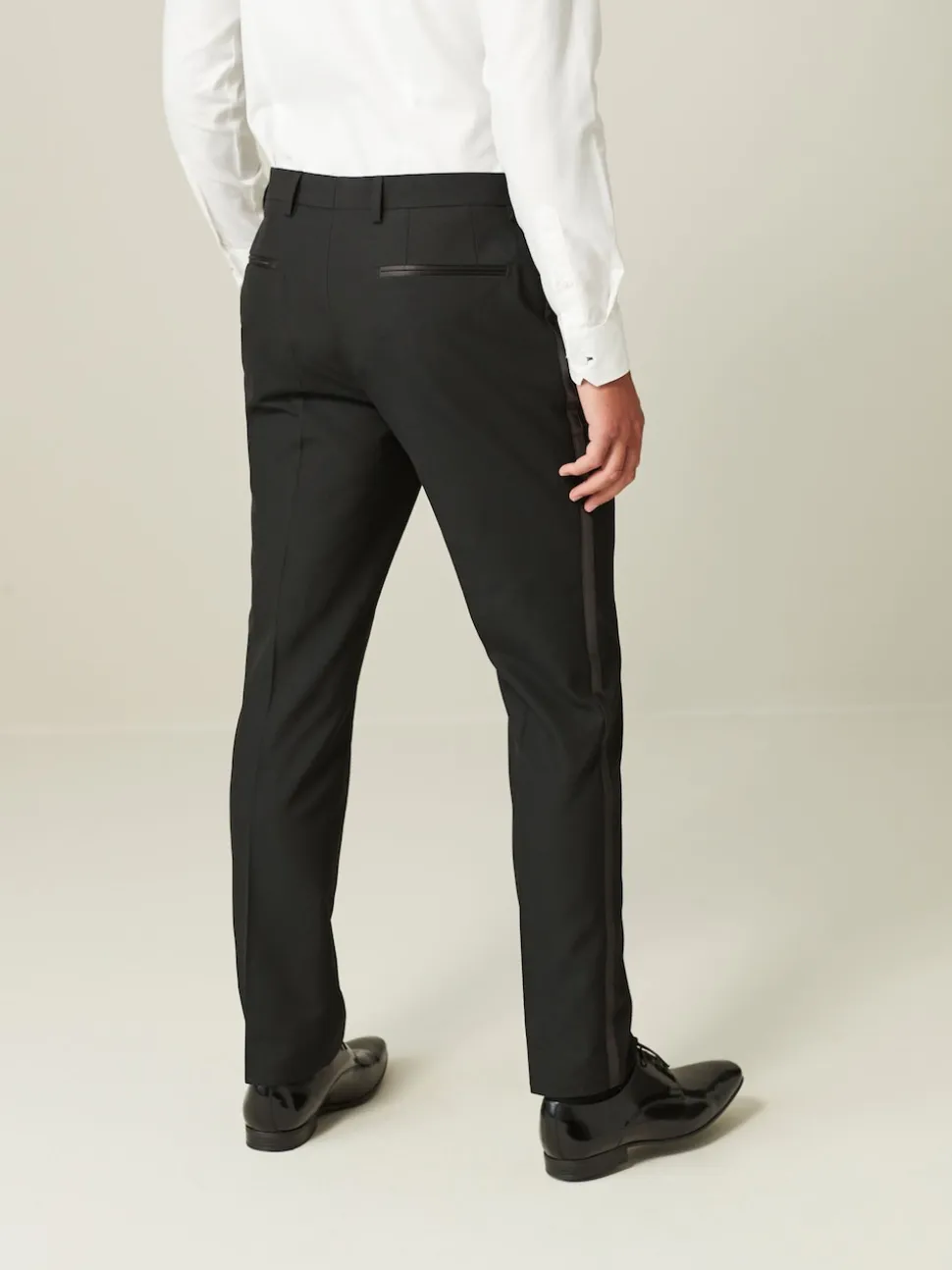 Black with Tape Detail Tailored Fit Tuxedo Suit Trousers