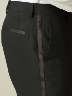 Black with Tape Detail Tailored Fit Tuxedo Suit Trousers