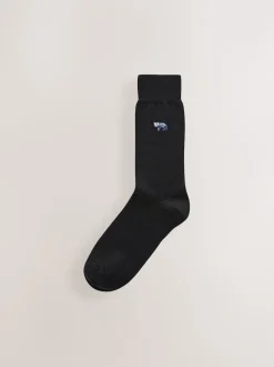 Black Woodland Fun Embroidered Socks 8 Pack