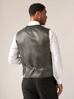 Black Wool Blend Motion Flex Suit Waistcoat