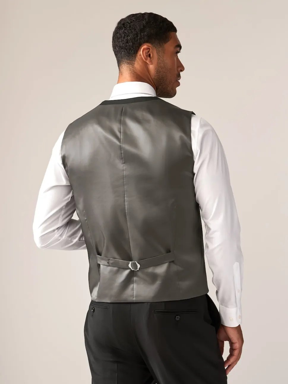 Black Wool Blend Motion Flex Suit Waistcoat