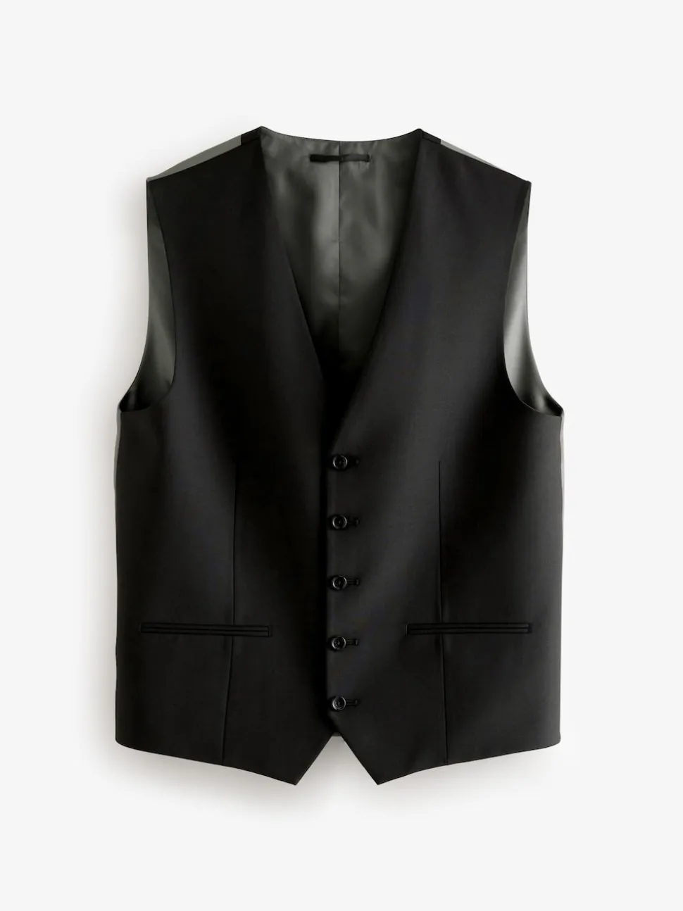 Black Wool Blend Motion Flex Suit Waistcoat