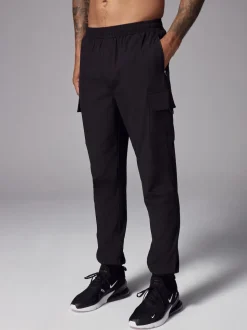 Black Woven Active Cargo Joggers
