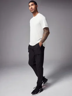 Black Woven Active Cargo Joggers