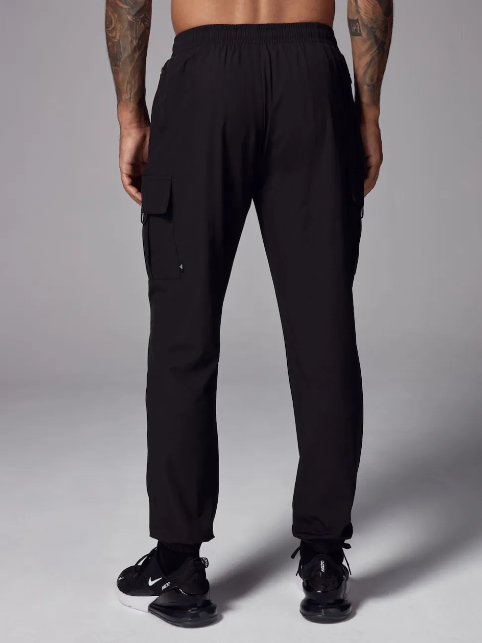 Black Woven Active Cargo Joggers