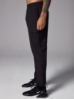 Black Woven Active Cargo Joggers