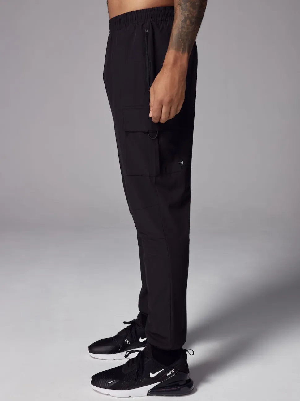 Black Woven Active Cargo Joggers