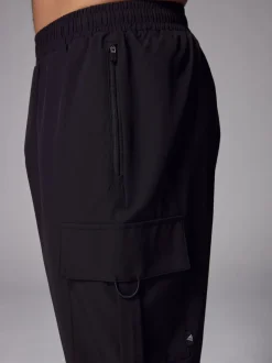 Black Woven Active Cargo Joggers