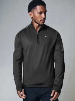 Black Zip Neck Active Training Top