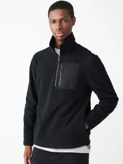 Black Zip Neck Utility Style Polar Fleece