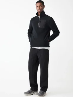 Black Zip Neck Utility Style Polar Fleece
