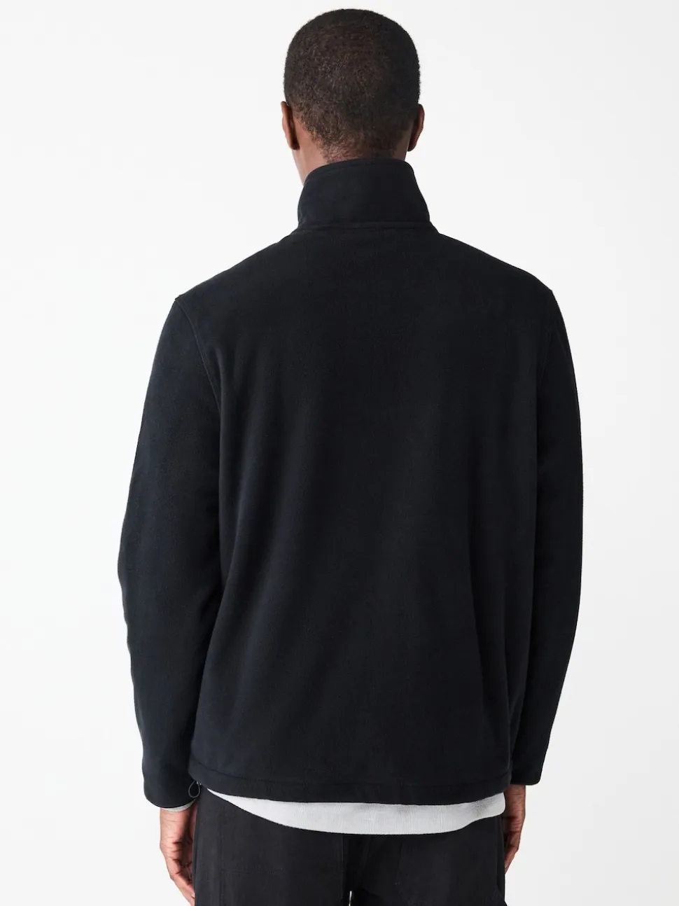 Black Zip Neck Utility Style Polar Fleece