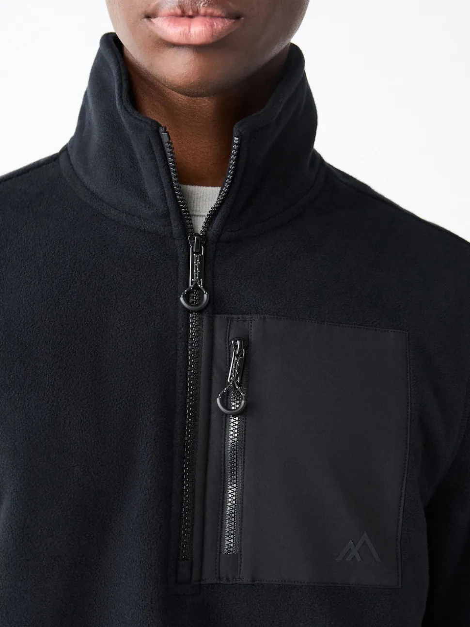 Black Zip Neck Utility Style Polar Fleece