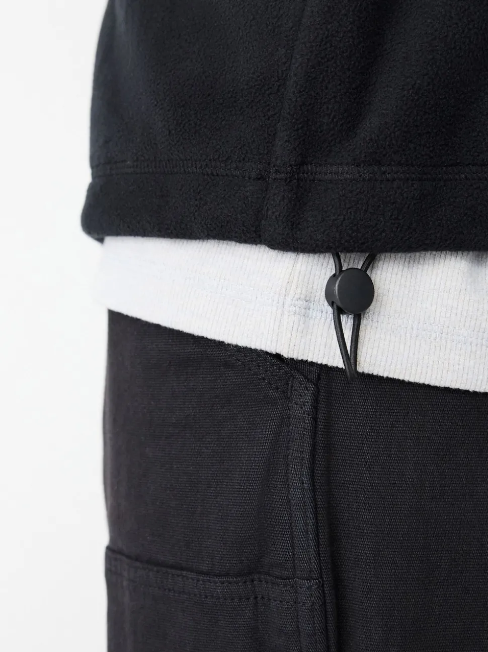 Black Zip Neck Utility Style Polar Fleece