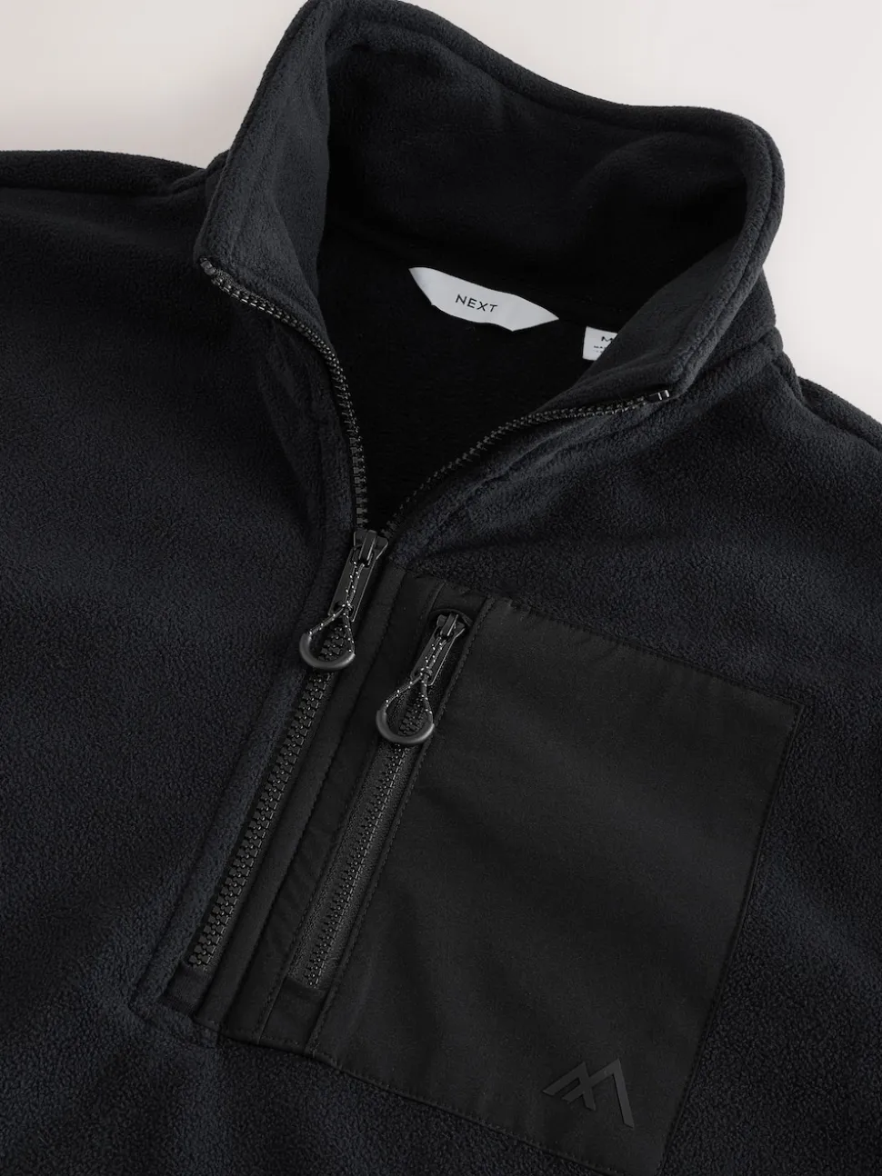 Black Zip Neck Utility Style Polar Fleece